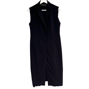 DONNA KARAN | VINTAGE 80’S Long Black Sleeveless Collared Vest Size S